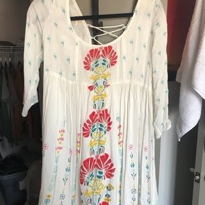Cute Flows White Dress Flower Designs Strappy Back